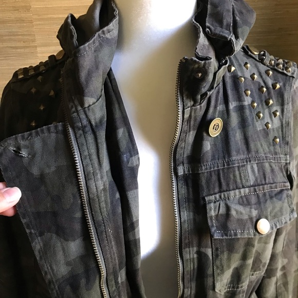 ZENANA Camouflage Print Jacket, Studded, Camo Jacket, Hooded, Zip-Up, 6 - Picture 5 of 15